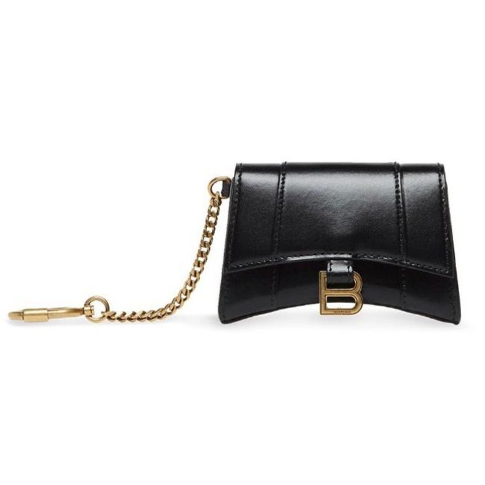 Balenciaga Hourglass Leather Card Holder Key Chain